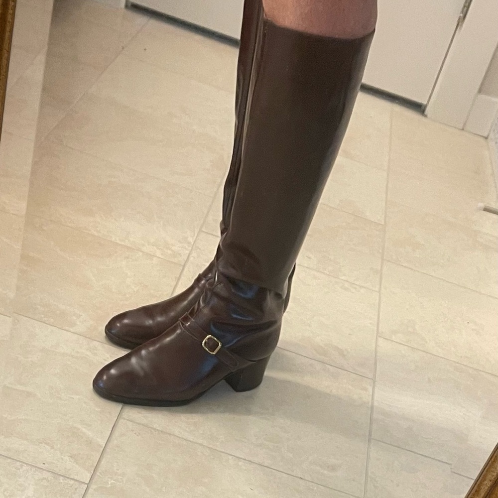 VINTAGE JULIANElLA 1970’s Riding BOOTS/Made in Italy/rounded toe/ Brown